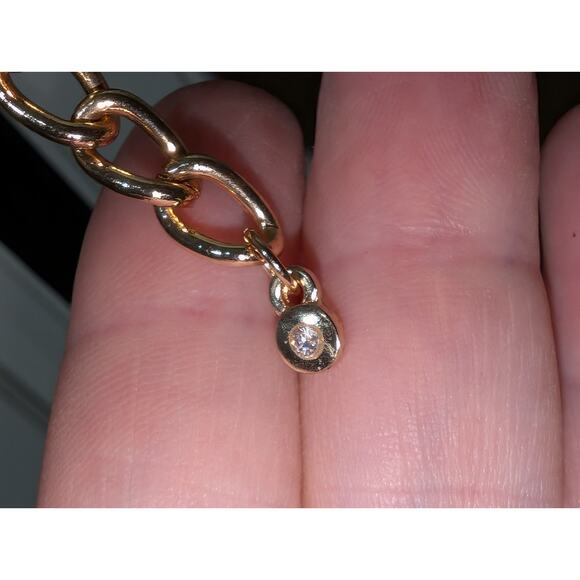 Chunky Gold Tone Large Rhinestone Chain Link Belt 28"-39" - Picture 6 of 7